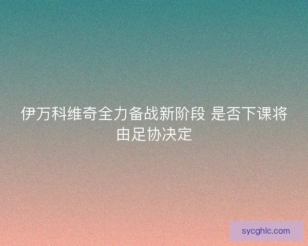 伊万科维奇全力备战新阶段 是否下课将由足协决定